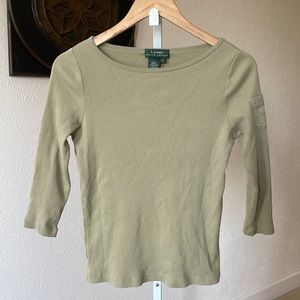 Ralph Lauren pretty light sage green stretchy ribbed top